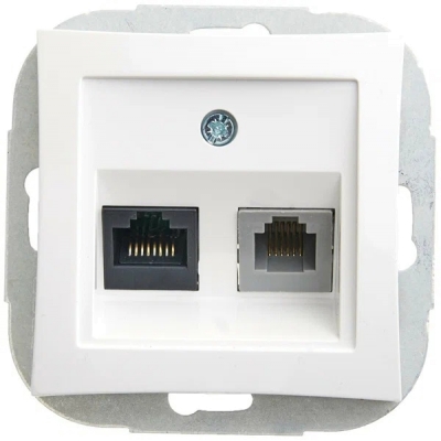 РОЗЕТКА ДВОЙ.RJ11+RJ45,КАТ5E,МЕХ-М,БЕЛЫЙ WDE000185