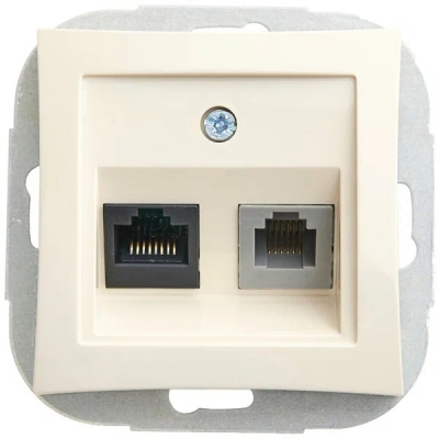 РОЗЕТКА ДВОЙ.RJ11+RJ45,КАТ5E,МЕХ-М,БЕЖЕВ WDE000285