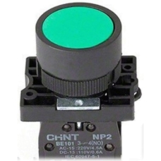 Кнопка управления NP2-EA35 без подсветки зеленая 1НО+1НЗ IP40  (CHINT)